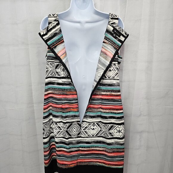 AB Studio Black Red Aztec Southwestern Sleeveless Sheath Dress Size 14 - Picture 8 of 15